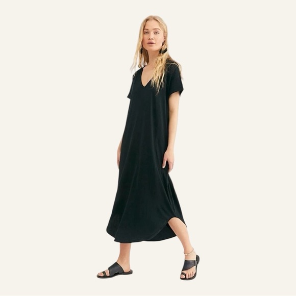 Free People FP Beach Lotus Midi T-Shirt Dress Swim Cover Up In Gray Size XS - Picture 1 of 10